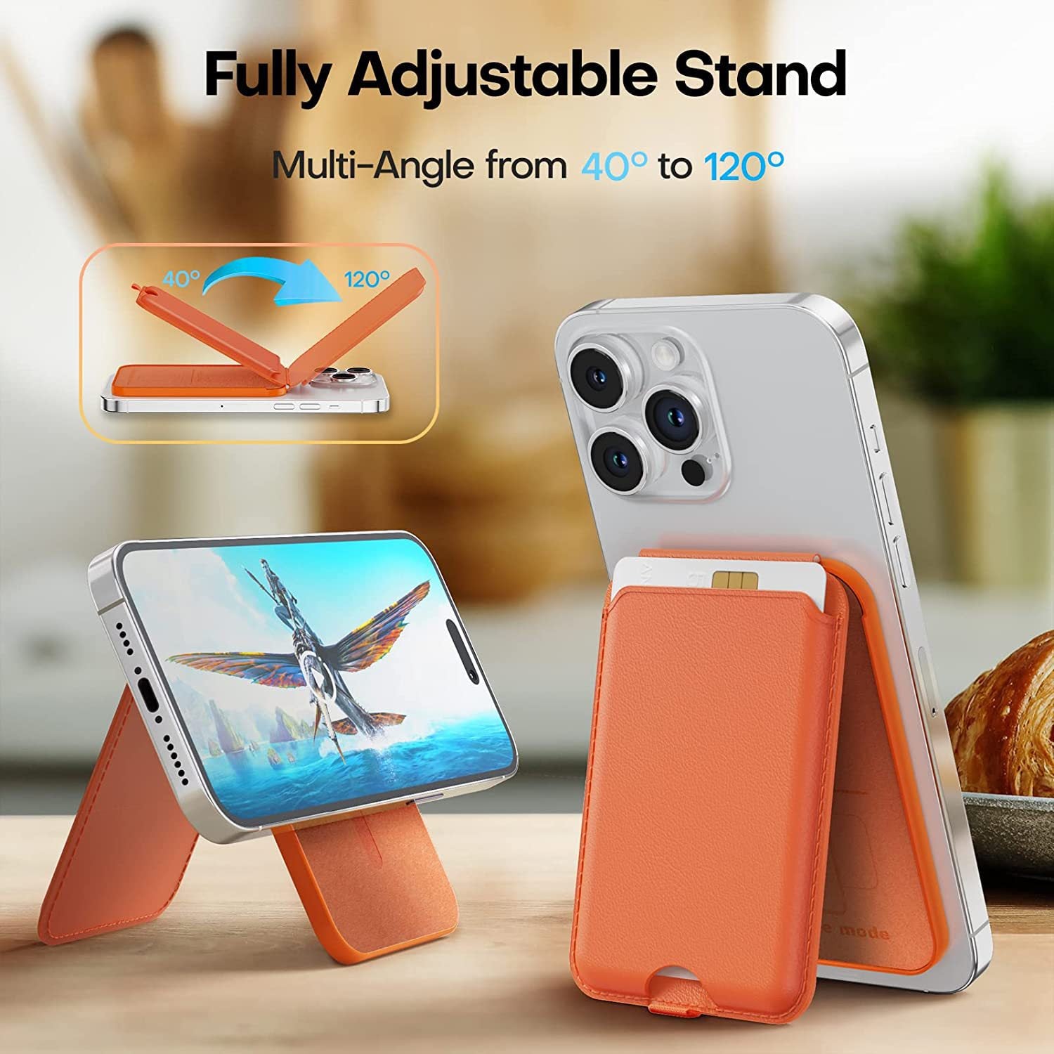 Magnetic Phone Card Holder with Foldable Stand
