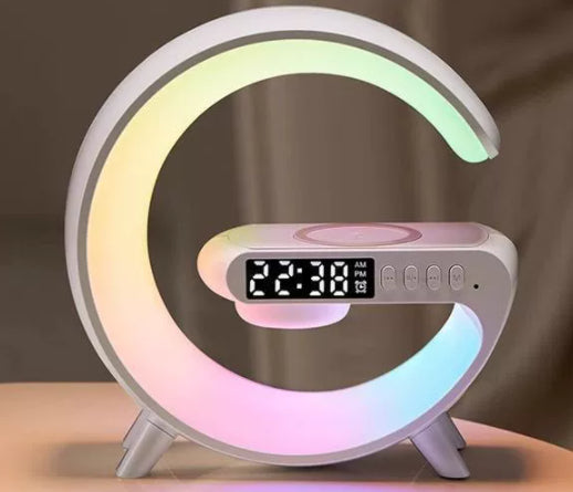 G-Shaped LED Lamp with Bluetooth Speaker & Wireless Charger