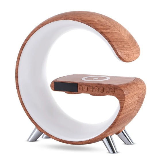 G-Shaped LED Lamp with Bluetooth Speaker & Wireless Charger